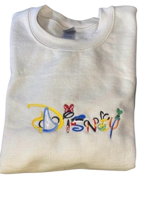 Gildan Tops - Disney Spell Out Character Embroidered Logo Sweatshirt NWOT